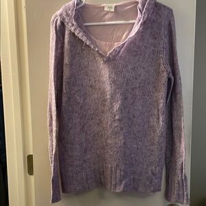 Maternity Purple V-Neck Sweater Soft Knit Heathered